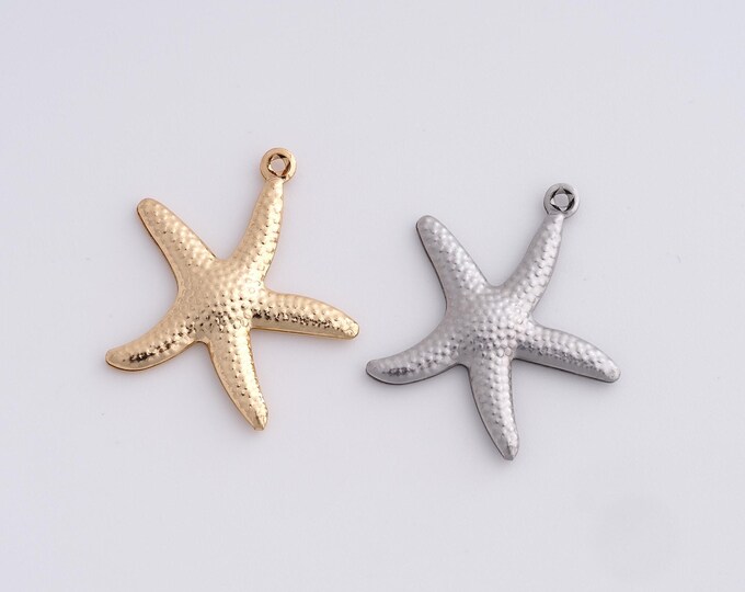 20 pcs Stainless Steel Starfish Pendant,Ocean Charm,Starfish Necklace, Gold Starfish Charm, DIY Jewelry Supplies, 22x20.4x1.7mm