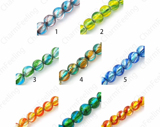 Necklace Beads,Glass Spacer Beads,Gold Foil Glass Beads,Murano Spacer Beads,Glass Jewelry,DIY Beading Supplies,12mm