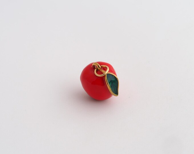 Enamel Apple Charms,Dainty Fruit Charm, 18K Gold Filled Apple Pendant,DIY Jewelry Accessories 13.6x11.6x9.2mm
