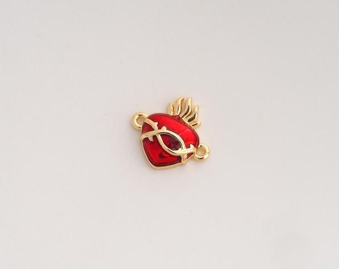 Enamel Heart Connector,Love Connector,18K Gold filled Heart Connector,DIY Bracelet Accessories, 13x12.5x3.5mm