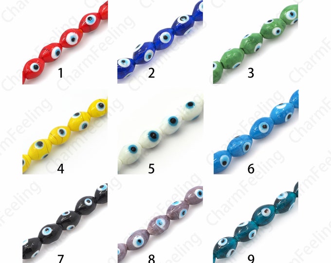Rice Eye Beads, Eye Glass Beads,Rice Glass Spacer Beads, Gold Foil Glass Beads, Murano Spacer Beads,DIY Beading Supplies, 11x16mm