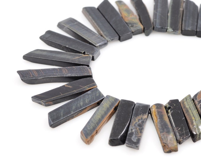 Black Natural Stone Barrel Beads, Rectangular Gemstone Chain, Bar Gemstone Chain, Natural Stone Necklace, Rectangular Beads, 10-12x28-48 mm