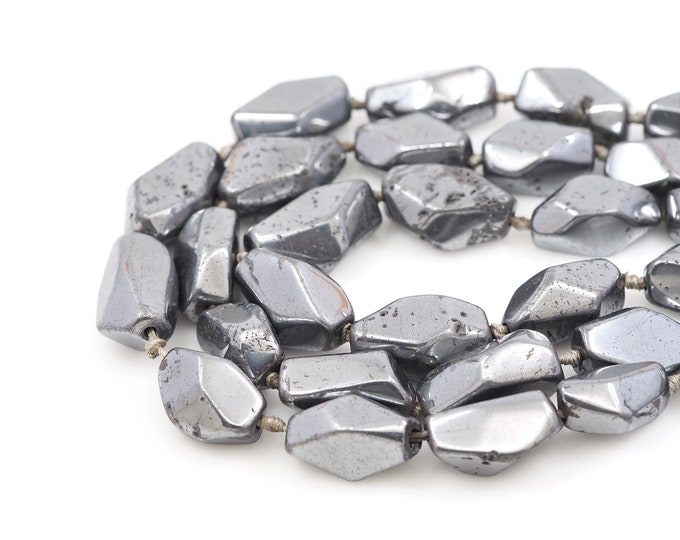 Irregular Shape Natural Stone Chain, Electroplated Gemstone Necklace, Gemstone Bead, Natural Stone bead, DIY Bracelet Accessories, 15x20mm