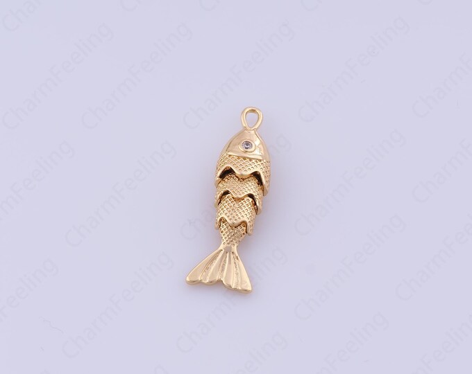 Fish Jewelry,Dainty Fish Necklace,Tropical Fish Pendant,18K Gold Filled Fish Pendant,Marine Life Jewelry,27.3x8.7x5mm