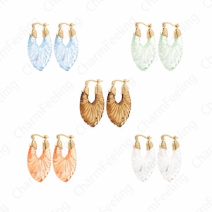 Acrylic Earrings,18K Gold Filled Dangle Earrings, Micropaved CZ Round Earrings, Daily Earrings, DIY Earring Accessories, 36.6x22x9mm