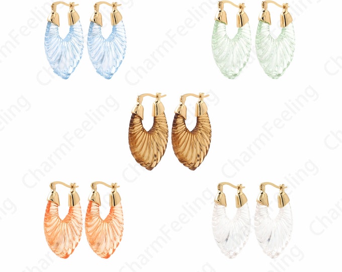 Acrylic Earrings,18K Gold Filled Dangle Earrings, Micropaved CZ Round Earrings, Daily Earrings, DIY Earring Accessories, 36.6x22x9mm