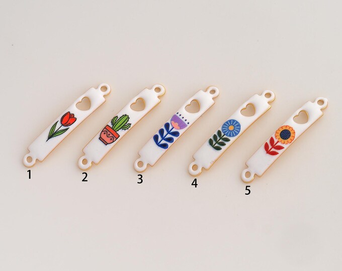 Enamel Flower Connector,Flower Connector,18K Gold filled Flower Connector,DIY Bracelet Accessories, 32.8x5.8x2mm