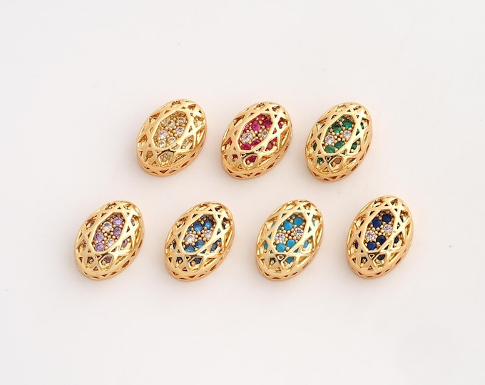 10 pcs 18K Gold Filled Gemstone Spacer Beads,Oval Gemstone Beads,Oval Beads,DIY Jewelry Supplies,8x12mm
