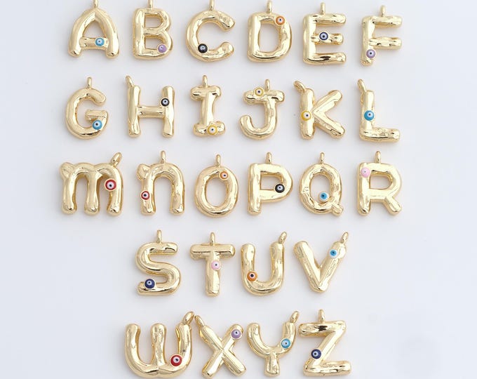 18K Gold Filled Initial Pendant, Letter Pendant, Alphabet Charm, Enamel Charm,DIY Jewelry Accessories, 18x14.2x3.5mm