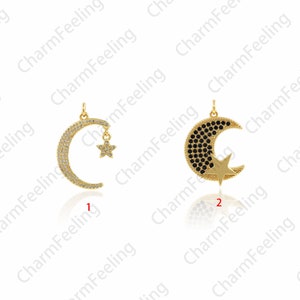 18K Gold Filled Moon Necklace, Micro-pavé CZ Crescent Pendant, Celestial Charm, Crescent Charm, Delicate Moon, DIY Jewelry Accessories