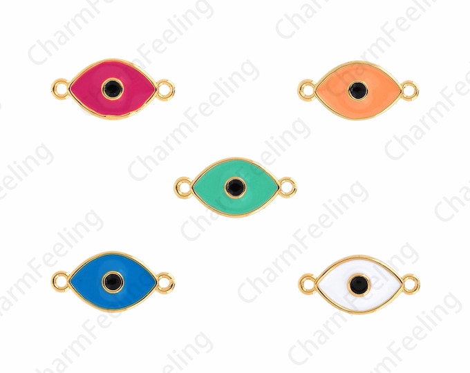 Eye Jewelry,Magic Eye Connector,18K Gold Filled Enamel Only Connector,Eye Charm, DIY Jewelry Accessories,7.5x15.5x1.5mm