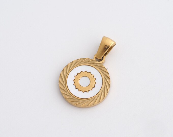 Stainless Steel Gear Pendant,Round Charms,Enamel Gear Charm, DIY Jewelry Supplies, 23x15x1.6mm