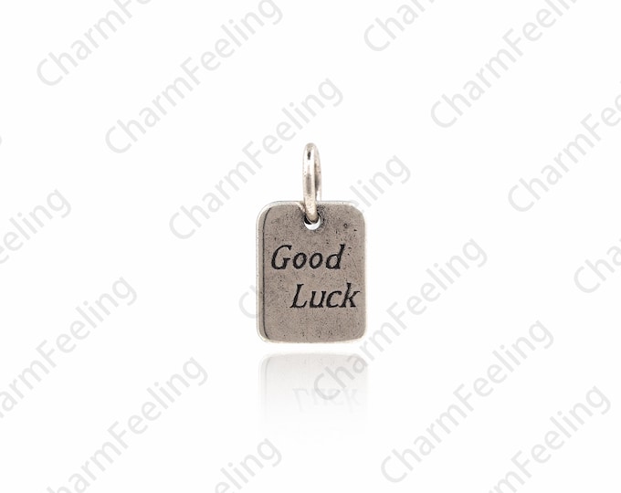 Square Tarot Necklace, Vintage Tarot Pendant, Good Luck Necklace, Good Luck Charm, Tarot Charm, DIY Jewelry Components 12x7x1mm