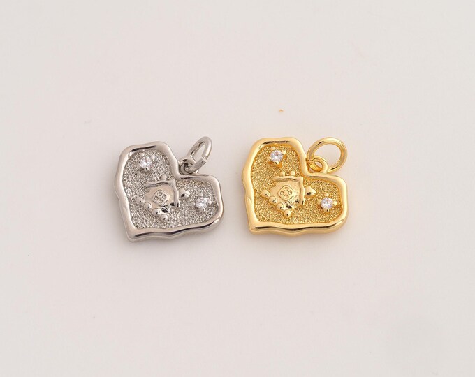 CZ Heart Pendant,Love Pendant,18K Gold Filled Heart Charm,DIY Jewelry Accessories,16.7x15x2.5mm