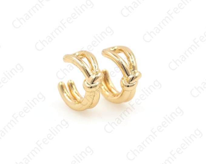 Ribbon Cartilage Earrings，Gold Cartilage Hoop，Women's Pierced Earrings,Endless Hoop， Pierced Earrings, Simple Gold Hoop   1 pair