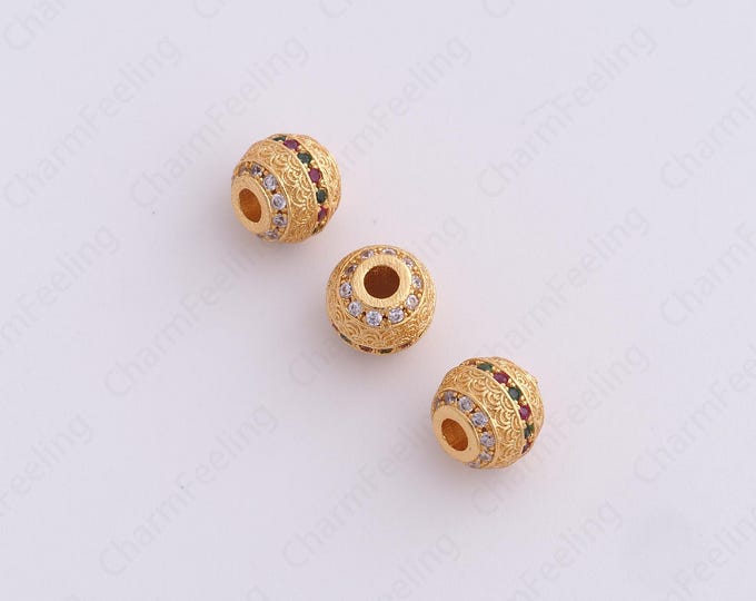 Gold Round Spacer Beads, 18K Gold Filled Tube Beads,Dainty Ball Bracelet Necklace Spacer Beads, DIY Jewelry Supplies,7.5x6.8mm