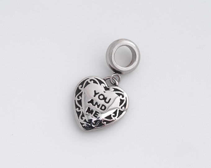 Stainless Steel Heart Pendant,Love Charms,Letter Charm, DIY Jewelry Supplies, 26.4x14x2.8mm