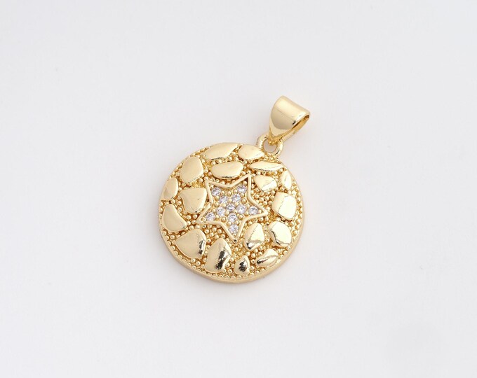 CZ Star Pendant,Celestial Pendant,18K Gold Filled Starburst Charm,DIY Jewelry Accessories,24.6x18x3.2mm
