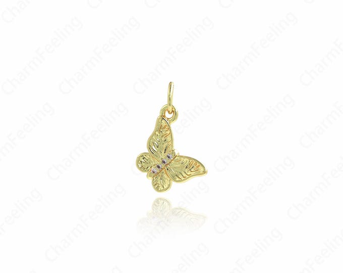 Butterfly Pendant,Insect Charm, 18K Gold Filled Butterfly Necklace, Butterfly Charm, DIY Jewelry Supplies, 17.3x11.8x1.8mm