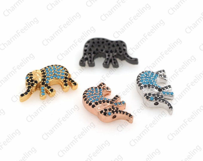 Micro Pave Elephant beads，Elephant Slider small hole beads，CZ Elephant Pendant 18.8×10.3×4.3mm 1pcs