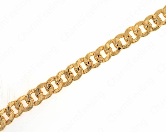 1 meter Curb Chain, 18K Gold Filled Semi-Finished Chain,Bulk Curb Chain, Unfinished Curb Chain, For Necklace And Bracelet Parts 11x4.6x0.9mm