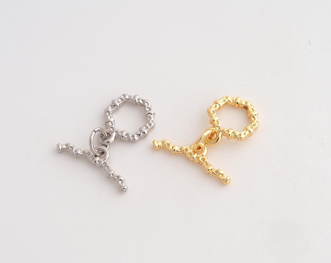 5 pcs OT Clasp, Round Toggle Clasp, 18K Gold Filled OT Clasp, DIY Jewelry Making Supplies, O:9.3x2mm T：15.5x2mm