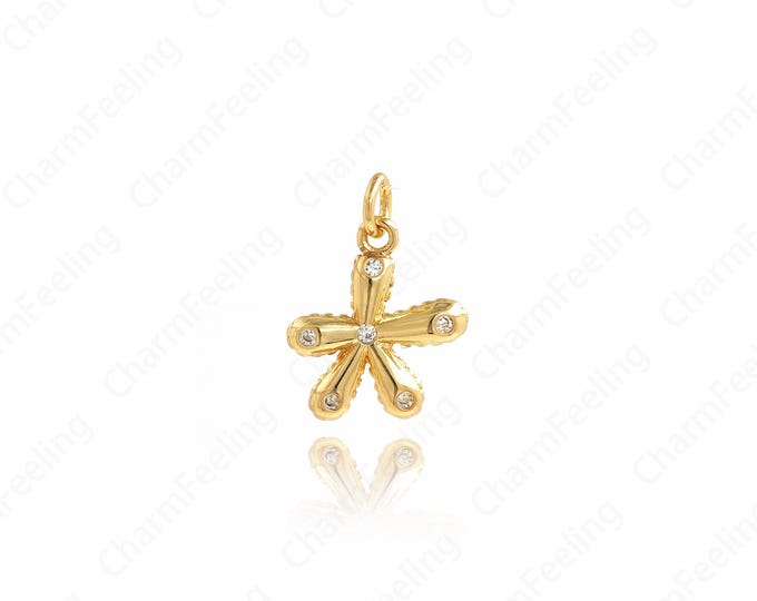 Starfish Pendant, Ocean Charm, Nautical Charm, 18K Gold Filled Starfish Necklace, Starfish Charm, DIY Jewelry Supplies, 15.6x11.4x1.7mm
