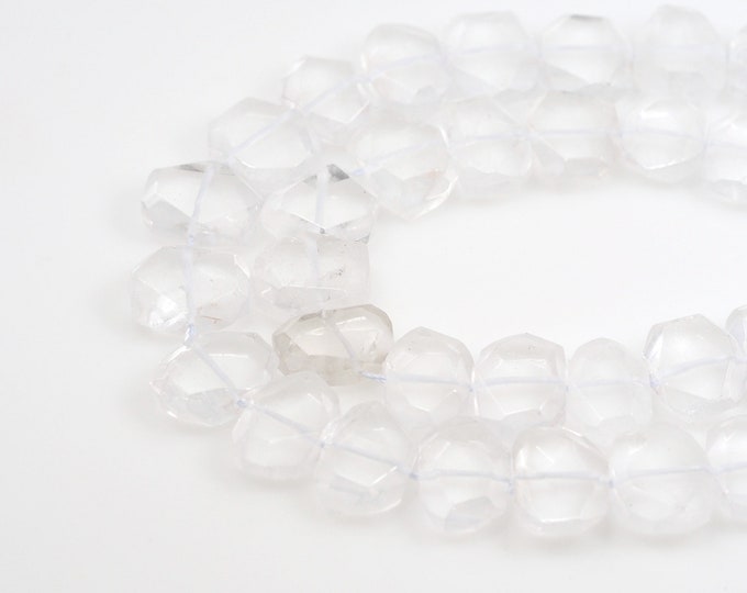 Faceted White Crystal Chain, Natural Stone Necklace, Gemstone Necklace, Natural Stone Bead, Crystal Charm,Jewelry Supplier, 15x20mm