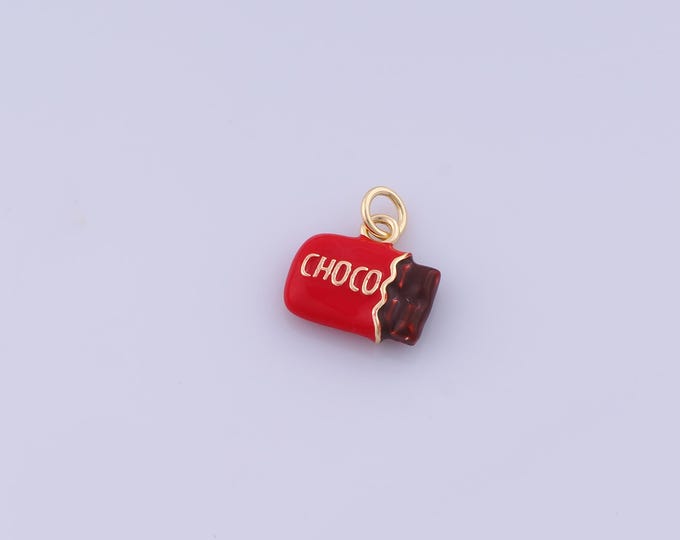 Enamel Chocolate Charm,18K Gold Filled Chocolate Pendant,Chocolate Pendant,DIY Jewelry Making Accessories,15x12.5x3.6mm