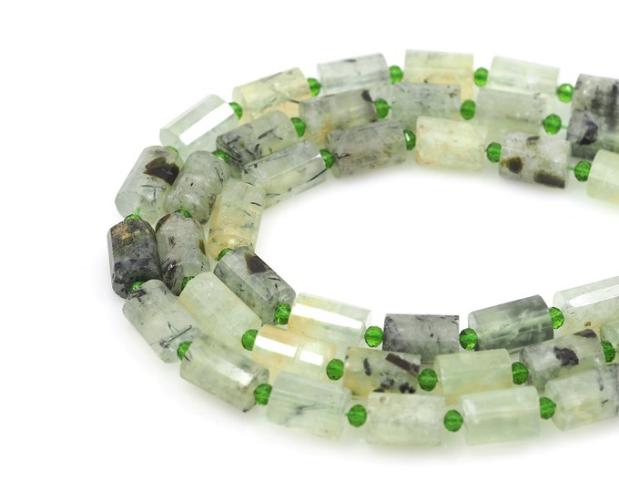 Grape Green Crystal Gemstone Beads, Cylindrical Beads, Natural Stone Necklaces, Gemstone Necklaces, DIY Bracelet Accessories, 10x14mm
