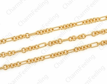 Brass Chain, Jewelry Chain, 18K Filled Gold Paperclip Chain, Filled Gold Oval Welded Chain, Continuous Chain, Gold-Plated Result 5x9mm