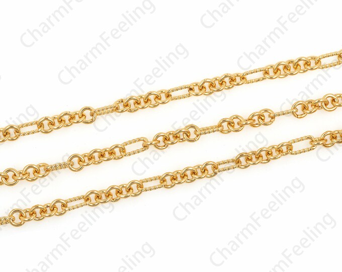 Brass Chain, Jewelry Chain, 18K Filled Gold Paperclip Chain, Filled Gold Oval Welded Chain, Continuous Chain, Gold-Plated Result 5x9mm