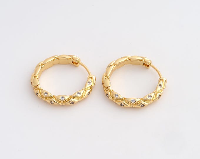 18K Gold Filled Round Earrings, Hugging Hoop Earring, Dainty Earrings,23.5x22.3x4mm