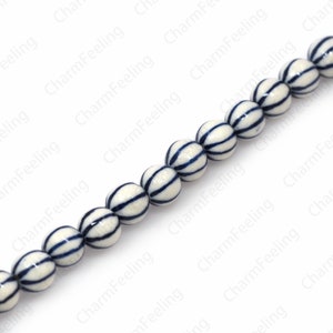 Ceramic Ball Beads Glazed Ceramic Beads Hand-painted Beads Striped Ceramic Beads Round Spacer Beads DIY Jewelry Supplies 8/10/12mm