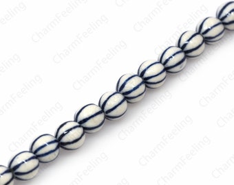 Ceramic Ball Beads Glazed Ceramic Beads Hand-painted Beads Striped Ceramic Beads Round Spacer Beads DIY Jewelry Supplies 8/10/12mm