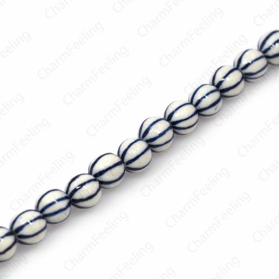 Ceramic Ball Beads Glazed Ceramic Beads Hand-painted Beads Striped Ceramic Beads Round Spacer Beads DIY Jewelry Supplies 8/10/12mm