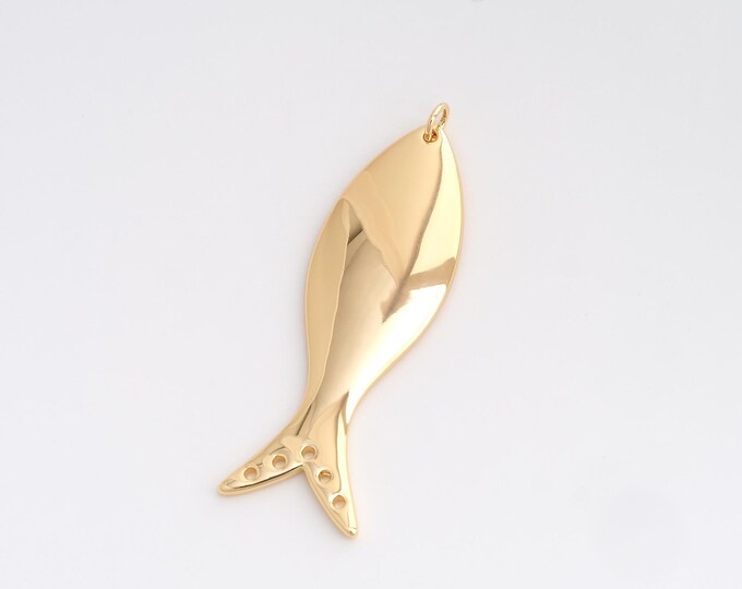 Fish Pendant,Marine Life Pendant,18K Gold Filled Fish Charm,DIY Jewelry Accessories,52x17x3mm