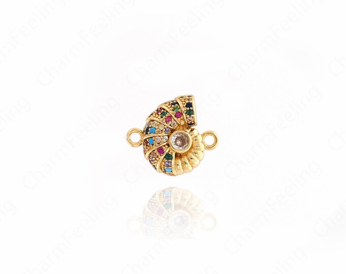 Gold Conch Connector,Shell Connector, 18K Gold Filled Shell Charm, DIY Bracelet Necklace Accessories, 13x15.2x3.6mm