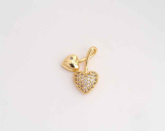 CZ Heart Pendant,Love Pendant,18K Gold Filled Heart Charm,DIY Jewelry Accessories,14x13.2x3.3mm