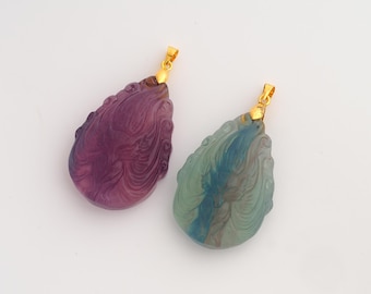 Natural Stone Pendant,Nine-Tailed Fox Gemstones Charms,Energy Stone Charm,DIY Jewelry Accessories,50.2x27.2x11mm