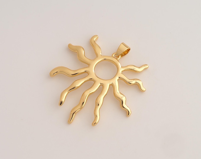 Sun Pendant,Celestial Pendant,18K Gold Filled Sunburst Charm,DIY Jewelry Accessories,42x39x2.8mm