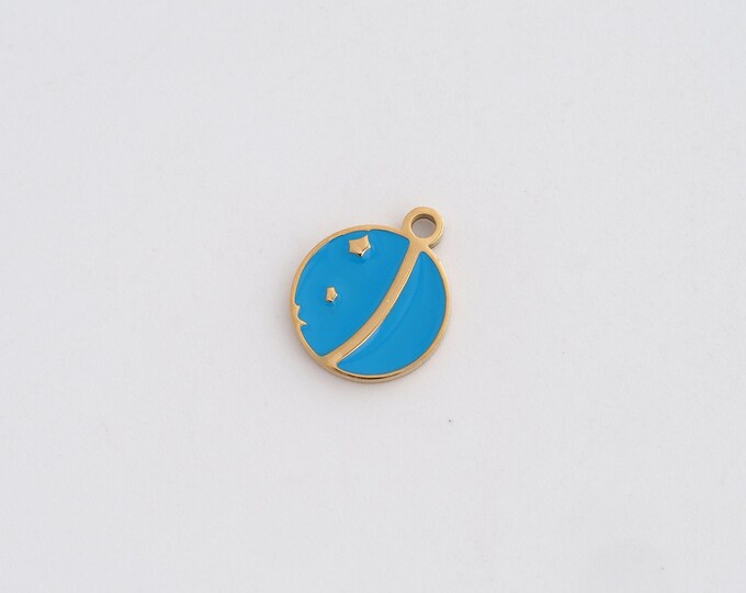 Enamel Round Charms,Dainty Disc Charm, 18K Gold Filled Coin Pendant,DIY Jewelry Accessories 12x10x1mm
