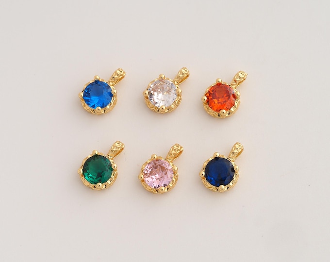 CZ Round Pendant,Round Pendant,18K Gold Filled Round Charm,DIY Jewelry Accessories,9.4x6.7x3mm