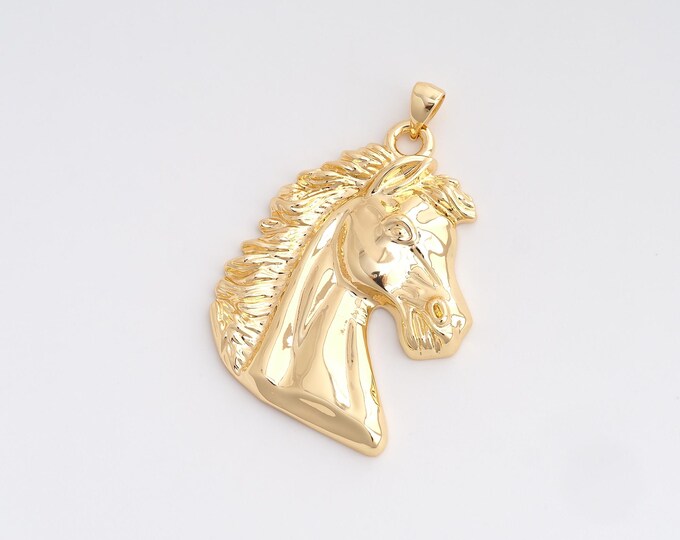 Horse Pendant,Animal Pendant,18K Gold Filled Horse Charm,DIY Jewelry Accessories,42x28.3x4.6mm