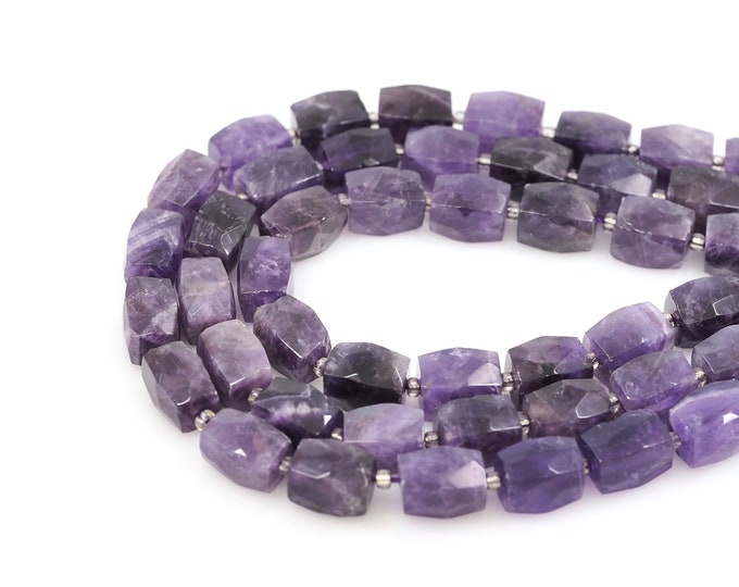 Deep Amethyst Rectangular Gemstone Bead, Cubic Gemstone Necklace, Cubic Natural Stone Chain, Natural Stone Necklace, 12x16mm