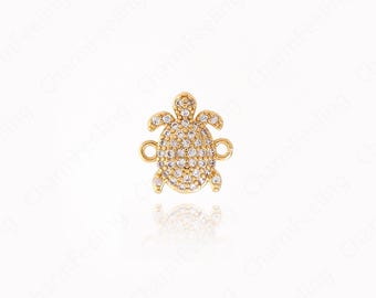 Turtle Connector, Animal Connector, 18K Gold Filled Turtle Charm, DIY Bracelet Necklace Accessories, 12.2x11.3x2mm
