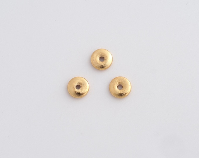 10 pcs Gold Round Spacer Beads, 18K Gold Filled Flat Beads,Dainty Disc Bracelet Necklace Spacer Beads, DIY Jewelry Supplies,5x1.3mm