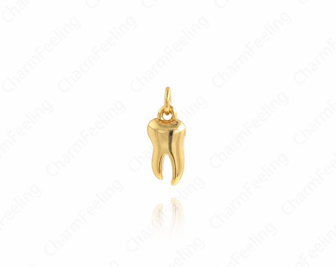 Gold Tooth Pendant,Tooth Charm, Animal Tooth Necklace, 18K Gold Filled Teeth Necklace, DIY Jewelry Supplies, 14.2x5.7x3.7mm
