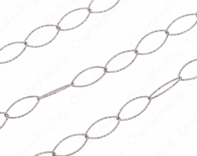 Silver FilledSilver Square Chain, Diamond Paperclip Chain,Semi-Finished Chain, Oval Chain,Nickel Free Unfinished Link Chain 20x10x1mm