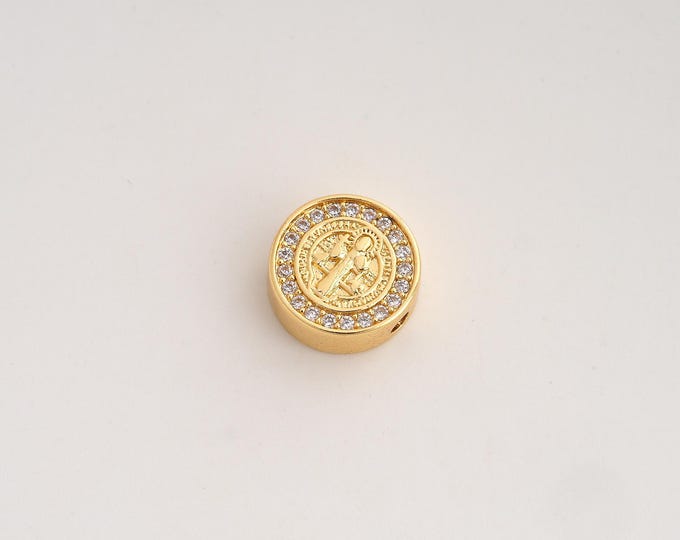 18K Gold Filled Jesus Spacer Beads,CZ Religious Beads,Christian Beads,DIY Jewelry Supplies,12x4.4mm Hole 2.2mm